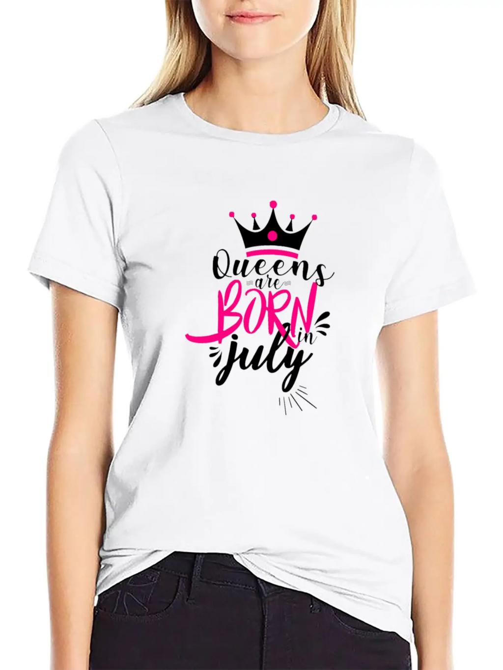 Queens Are Born In July For Light Breathable Soft Cotton T-Shirt – Timeless Casual Look