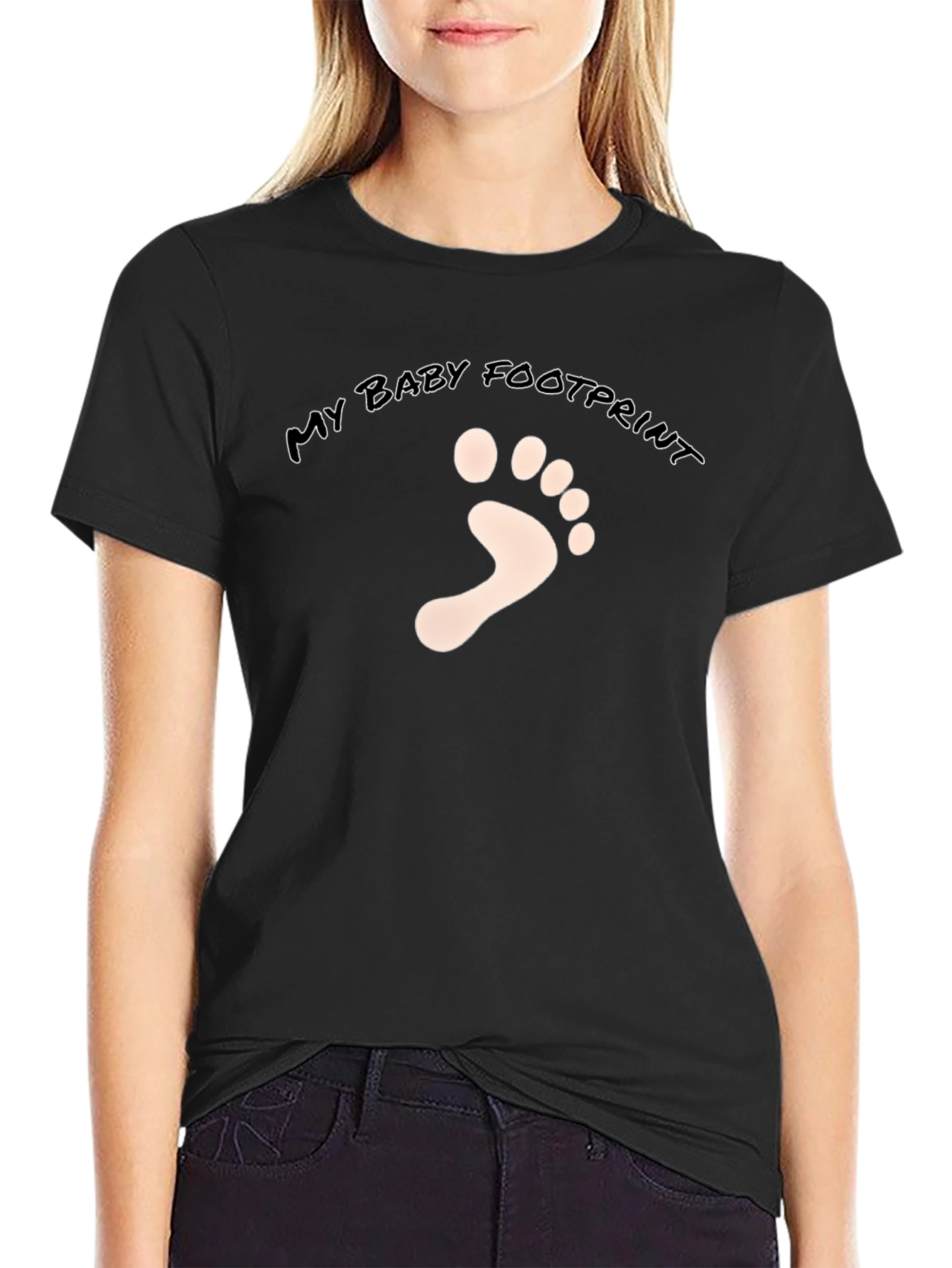 My Baby Footprint Black T-Shirt