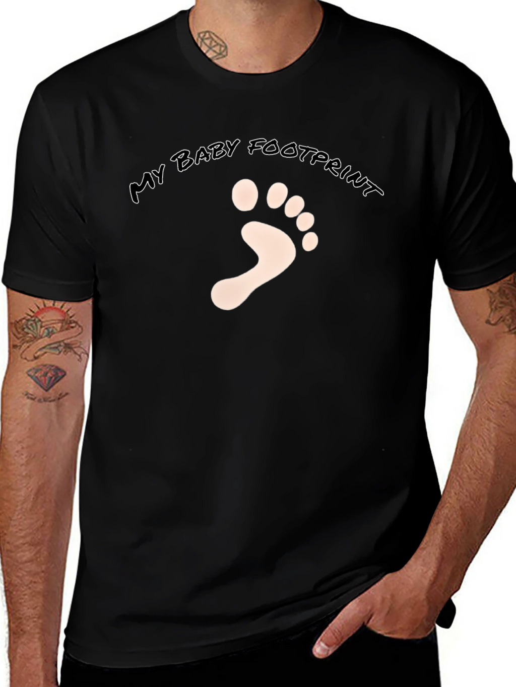 My Baby Footprint Black T-Shirt