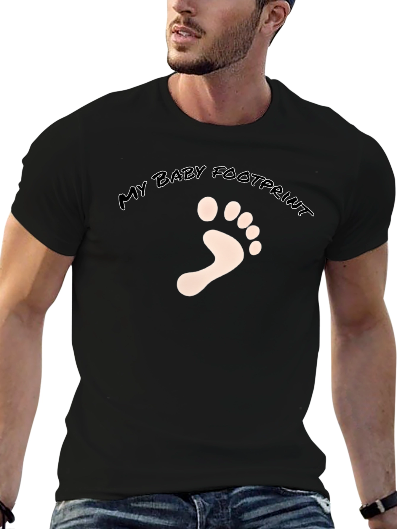 My Baby Footprint Black T-Shirt