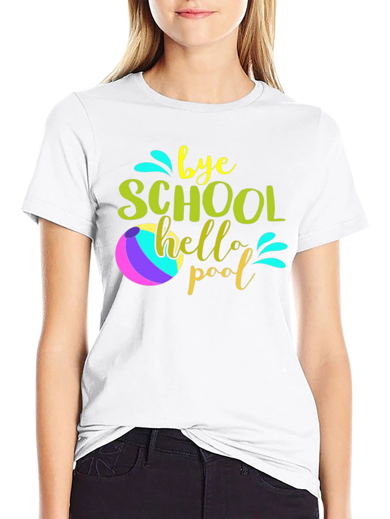 Bye School Hello Pool Graphic Tee - Summer Vacation Shirt