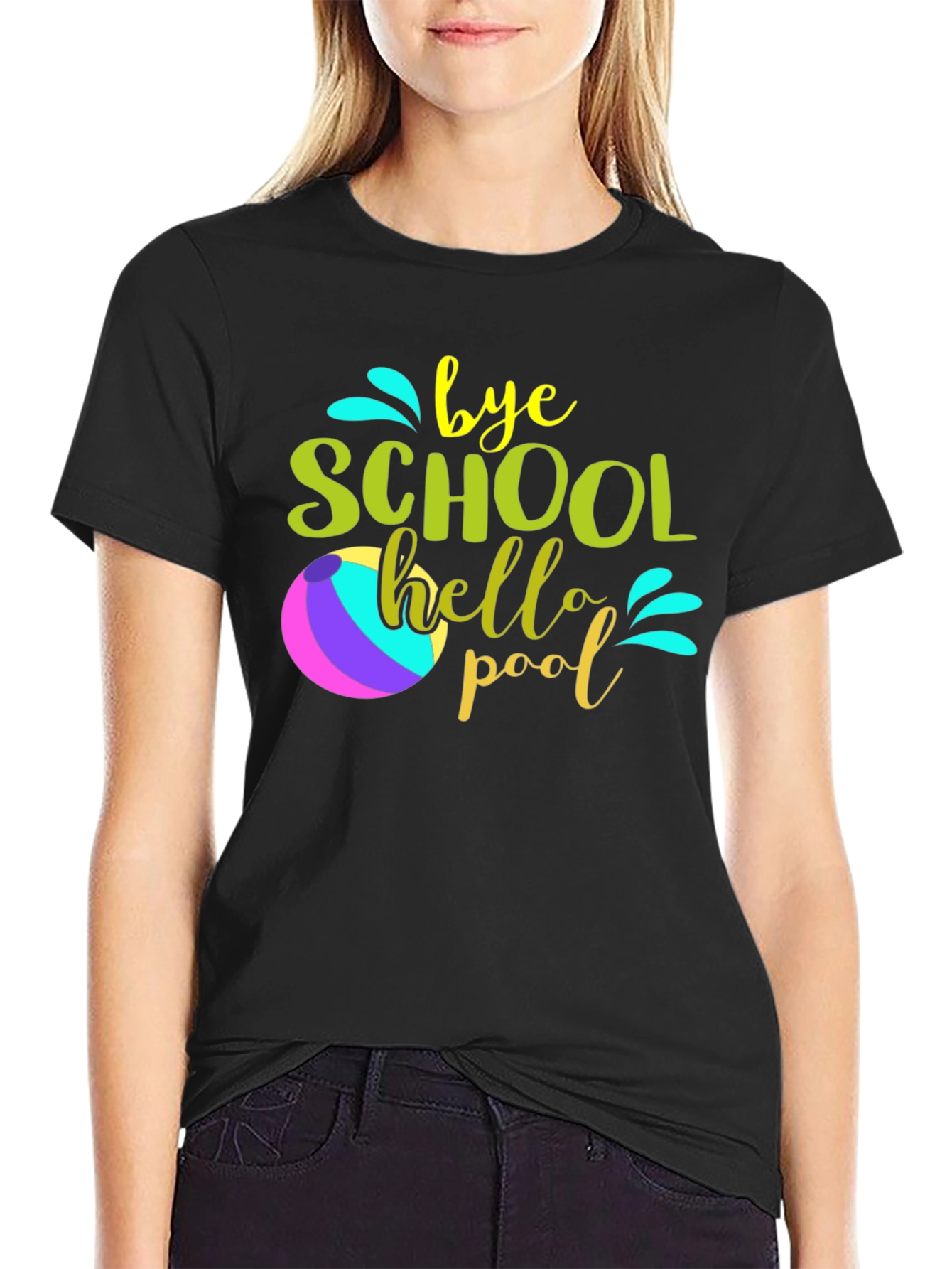 Bye School Hello Pool Graphic Tee - Summer Vacation Shirt