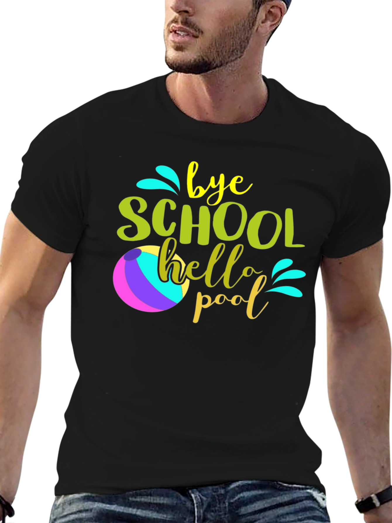 Bye School Hello Pool Graphic Tee - Summer Vacation Shirt