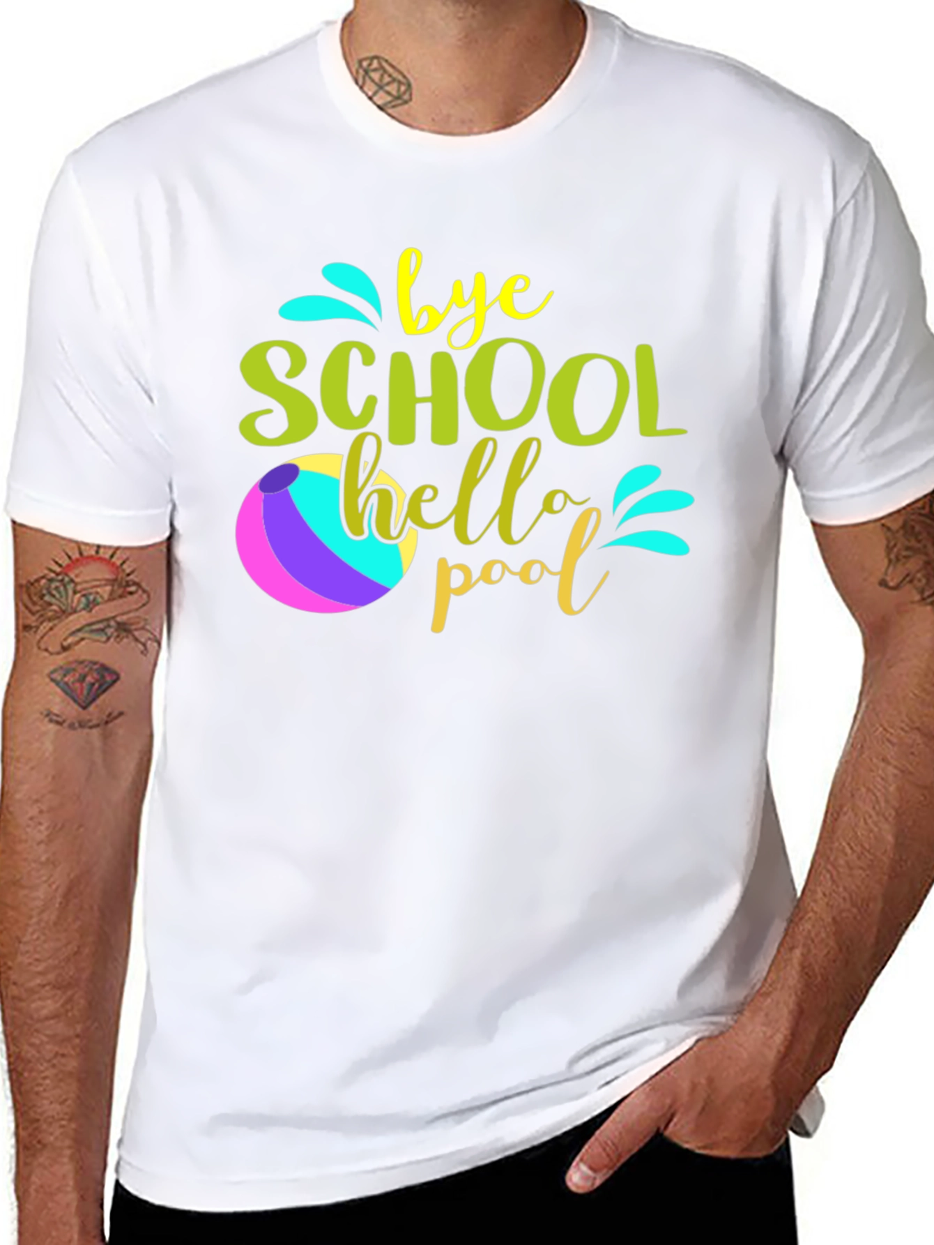 Bye School Hello Pool Graphic Tee - Summer Vacation Shirt