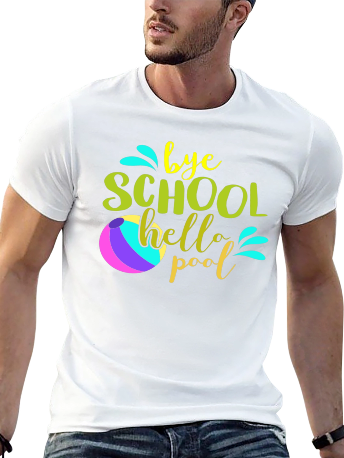 Bye School Hello Pool Graphic Tee - Summer Vacation Shirt