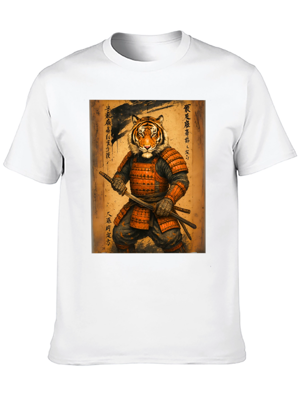 Samurai Tiger Graphic Tee - Unique Art Shirt