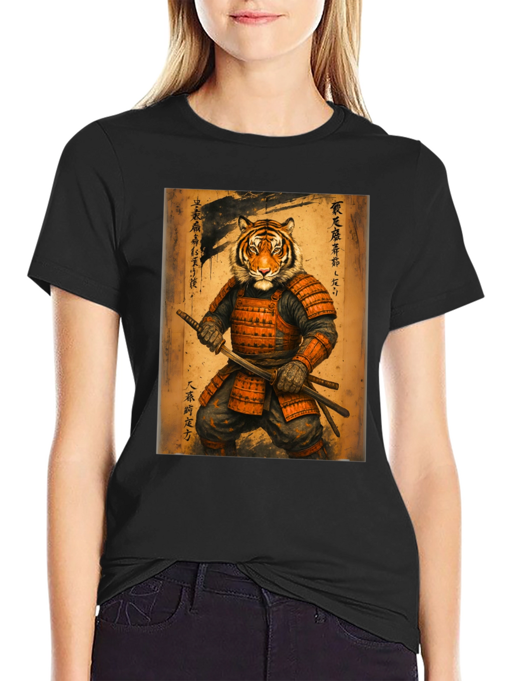 Samurai Tiger Graphic Tee - Unique Art Shirt