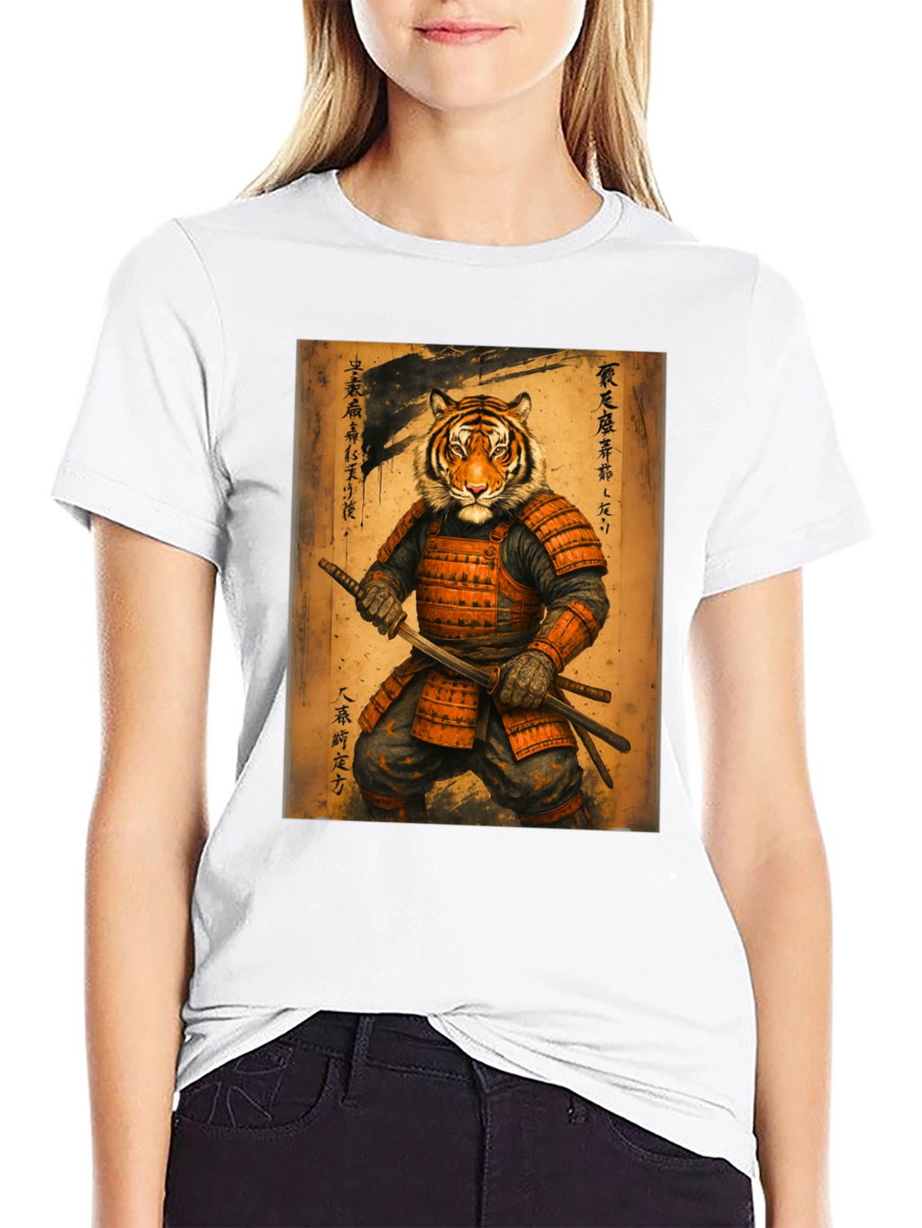 Samurai Tiger Graphic Tee - Unique Art Shirt
