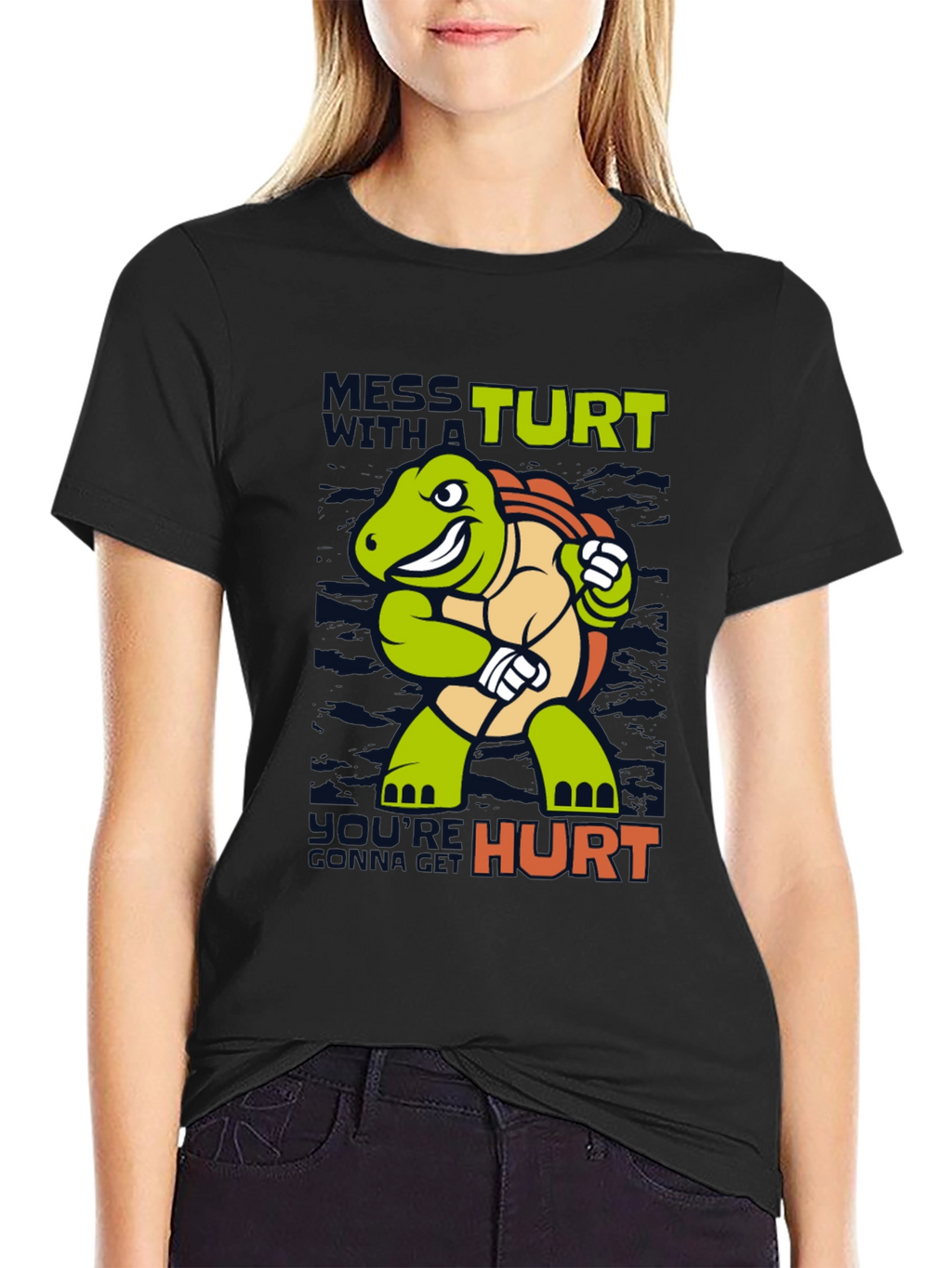 Mess With a Turtle T-Shirt Funny Cartoon Graphic Tee