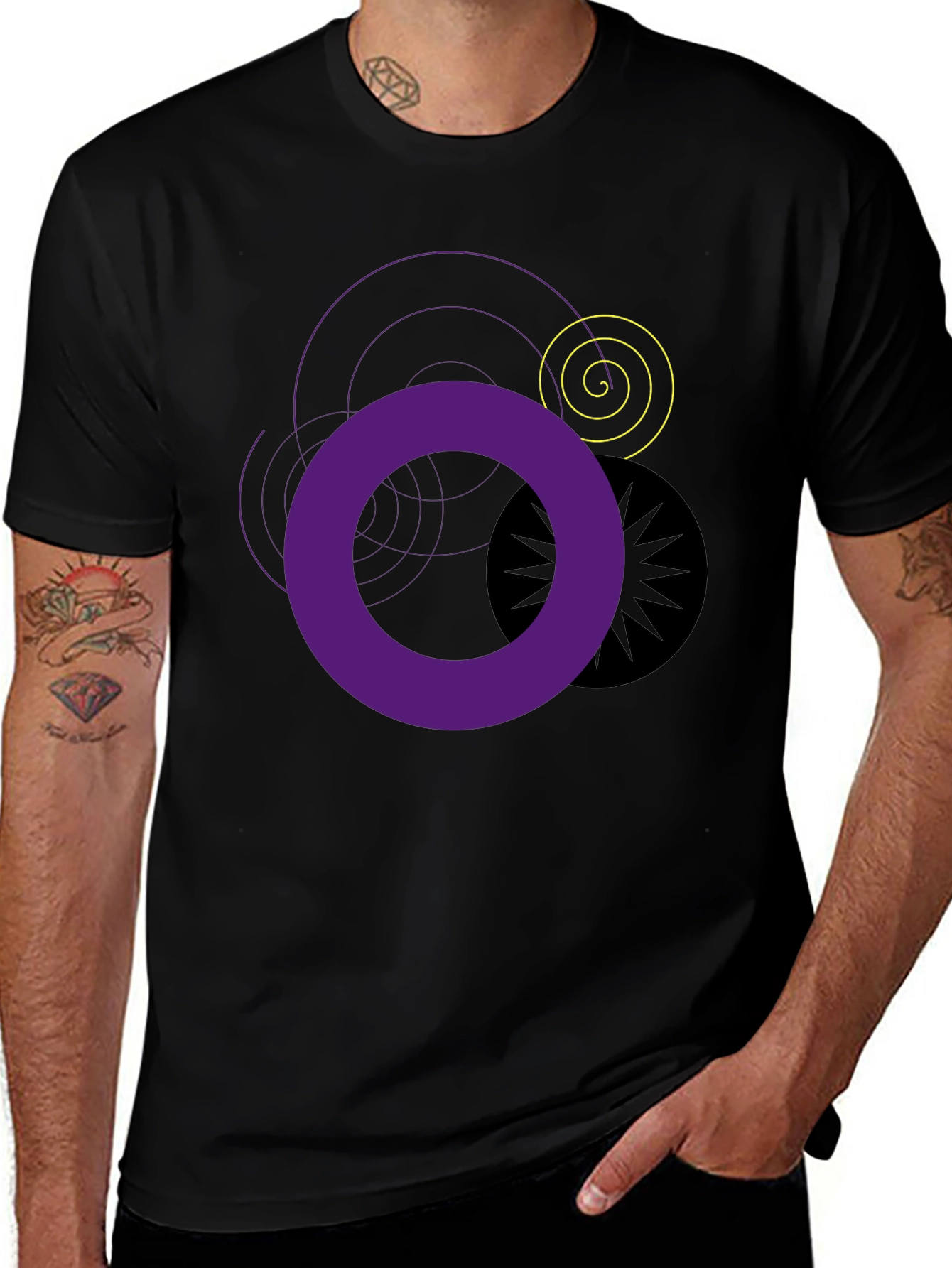 Abstract Graphic T-Shirt - Black