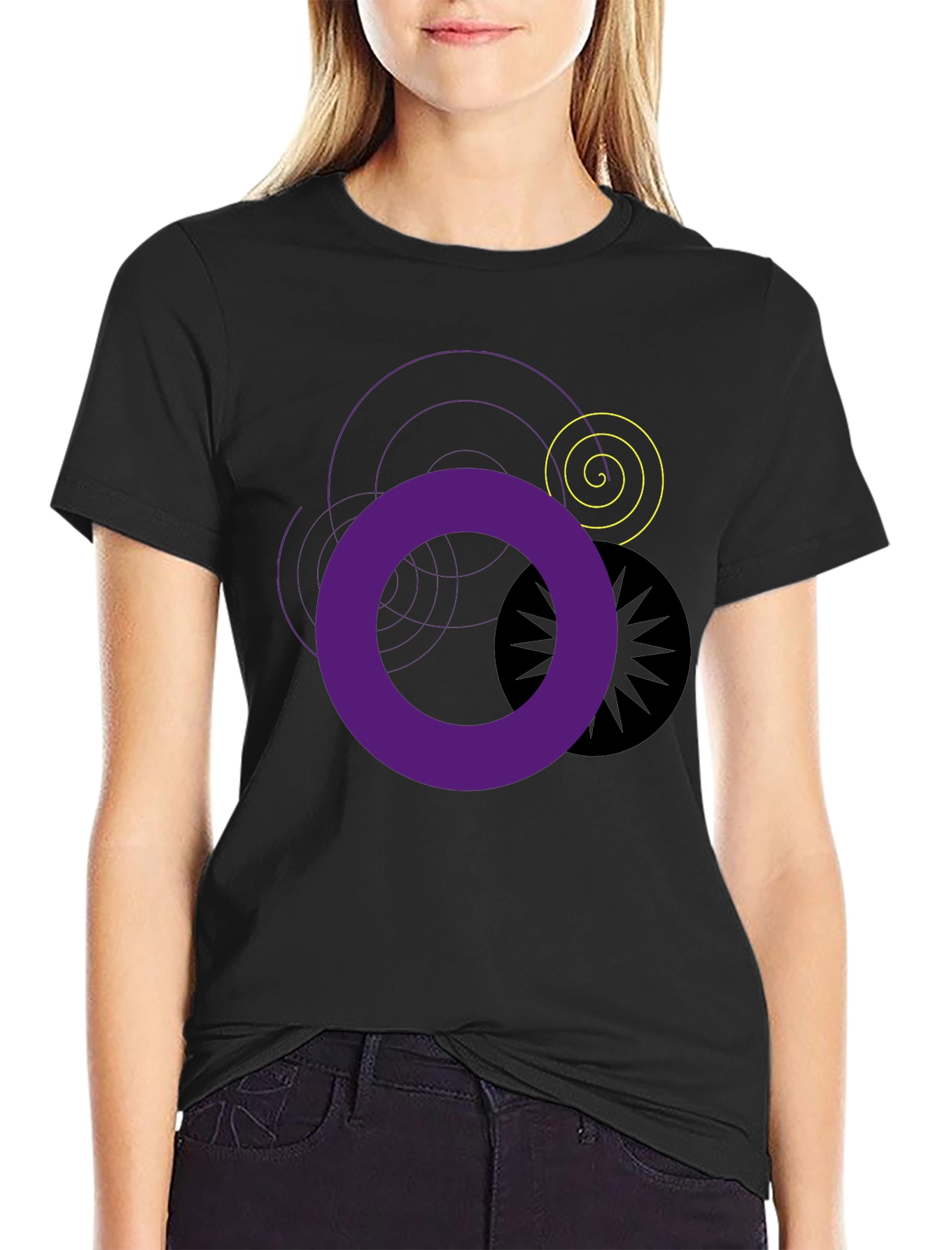 Abstract Graphic T-Shirt - Black