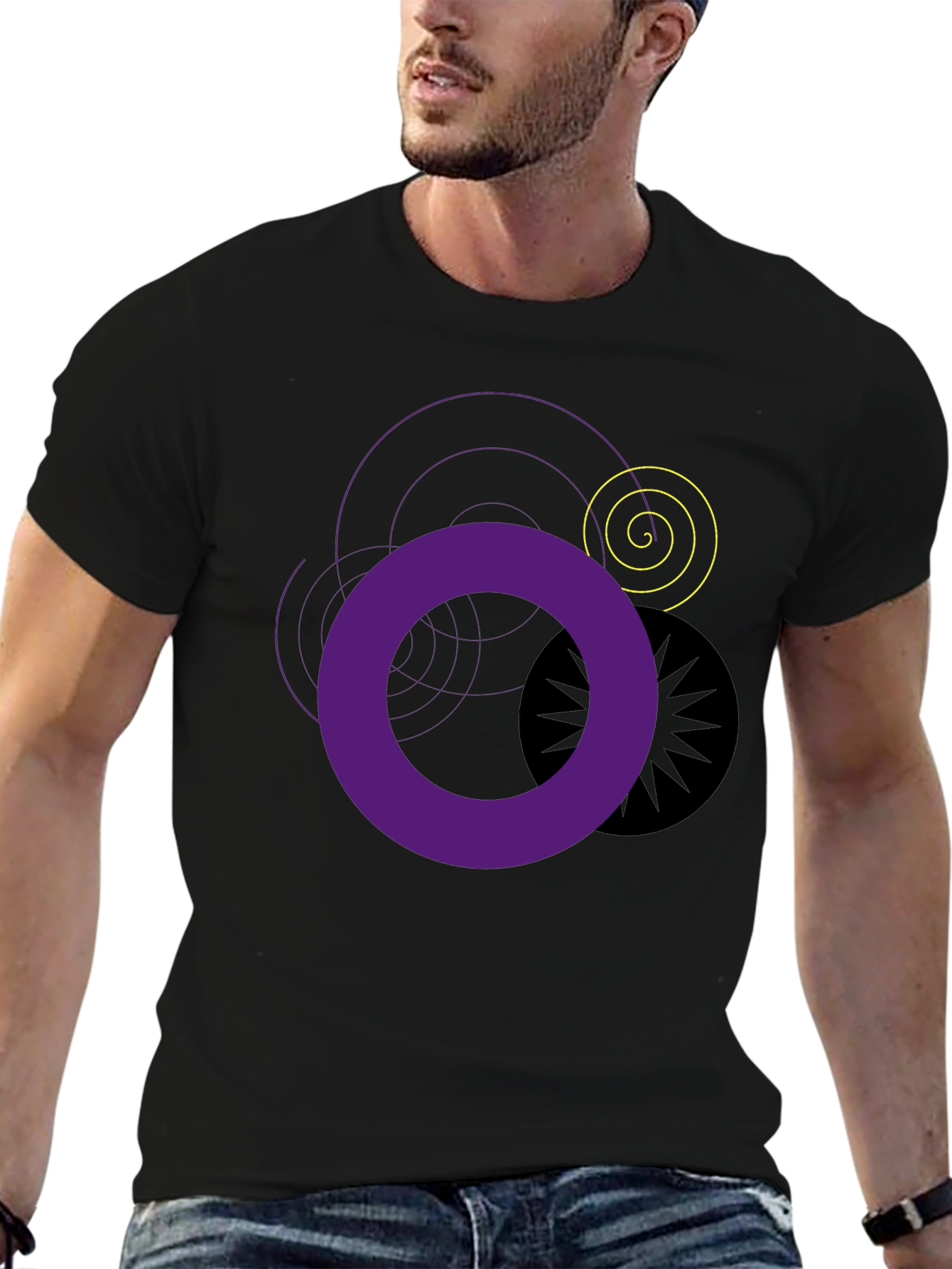Abstract Graphic T-Shirt - Black