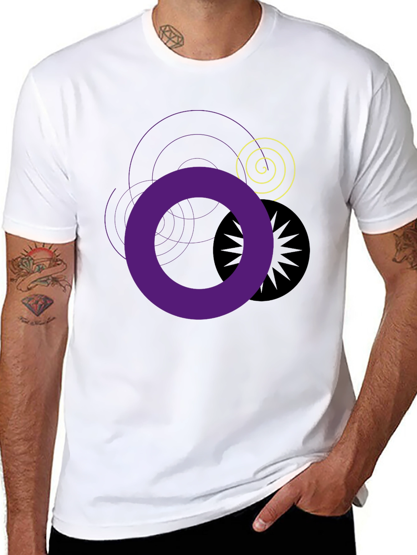 Abstract Graphic T-Shirt - Black