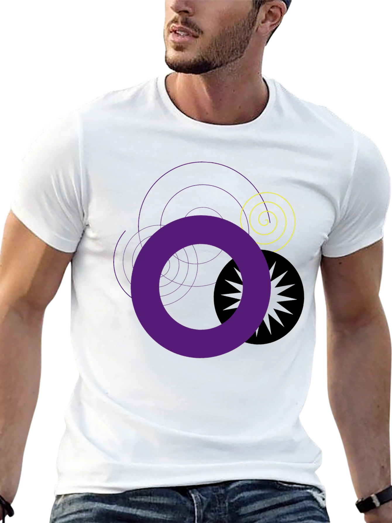 Abstract Graphic T-Shirt - Black