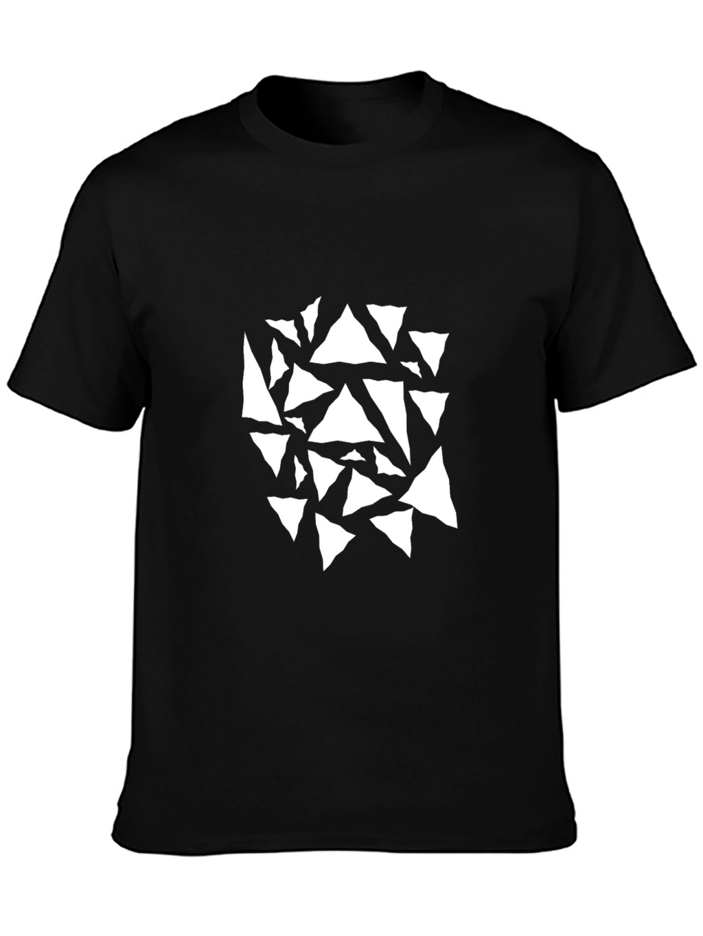 Mens Black T-Shirt with Abstract Triangle Design