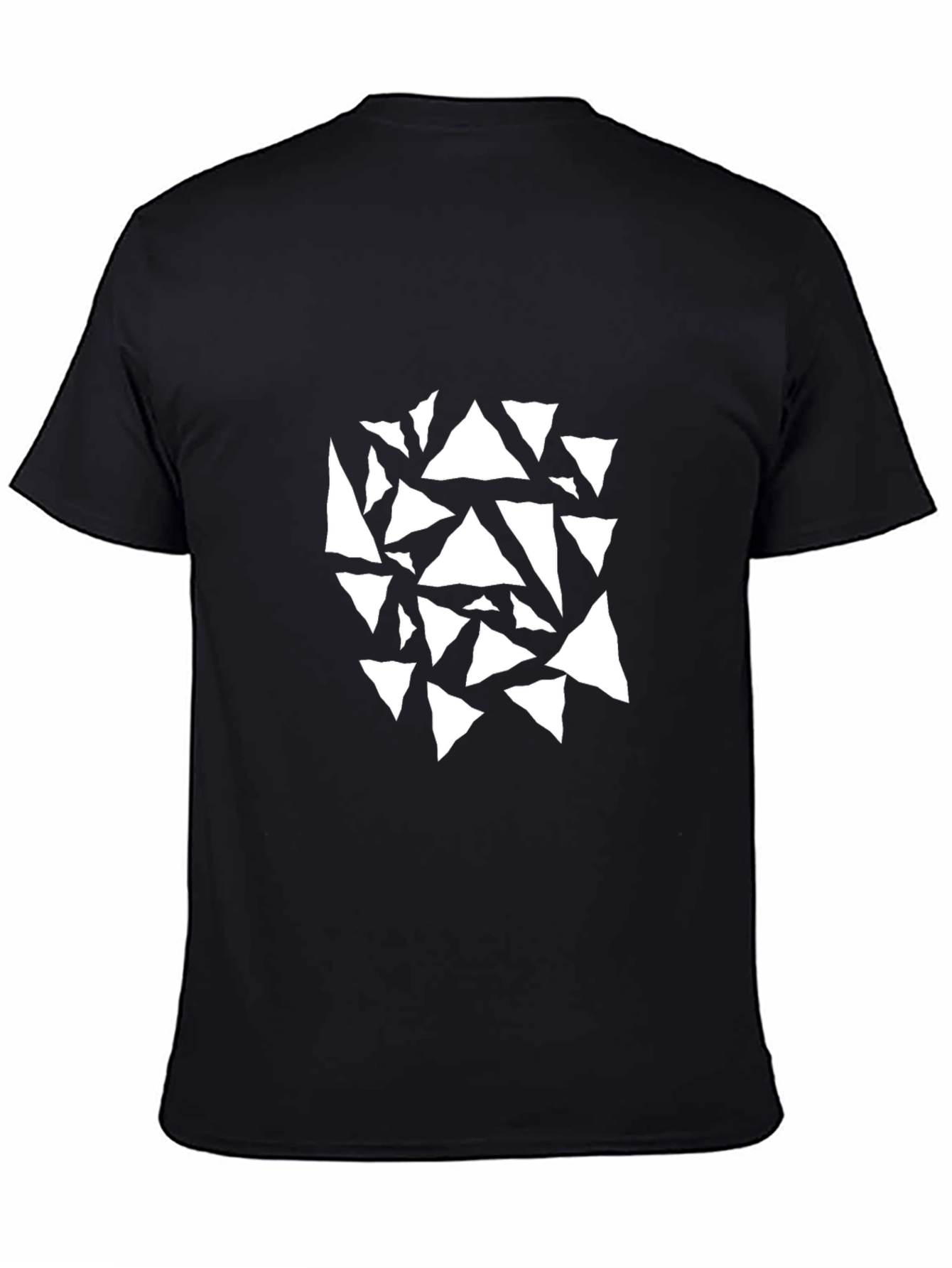Mens Black T-Shirt with Abstract Triangle Design