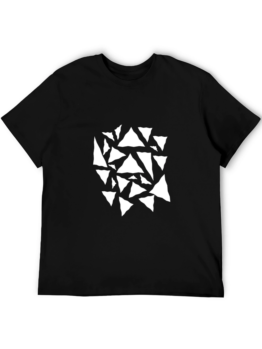 Mens Black T-Shirt with Abstract Triangle Design
