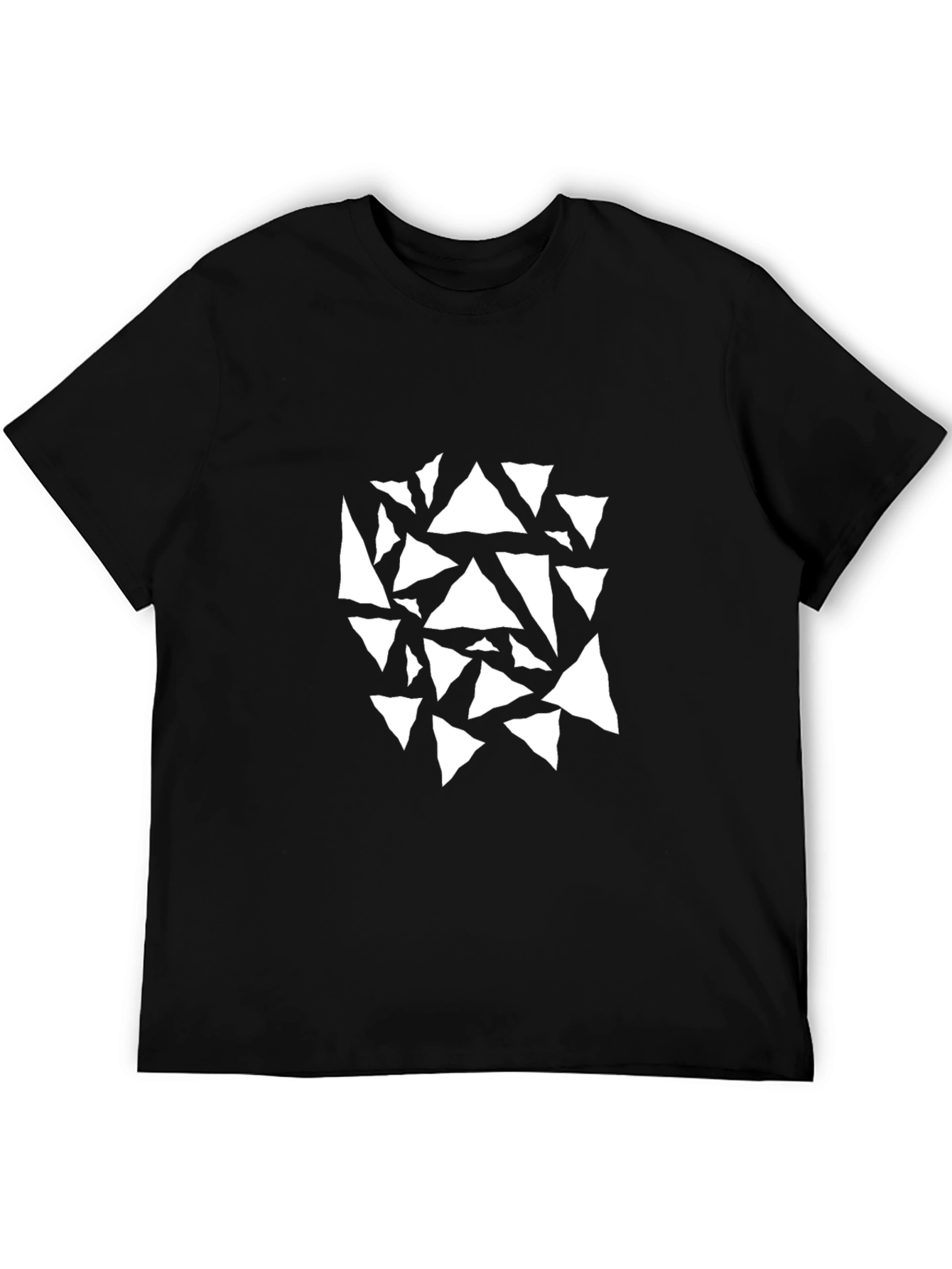 Mens Black T-Shirt with Abstract Triangle Design