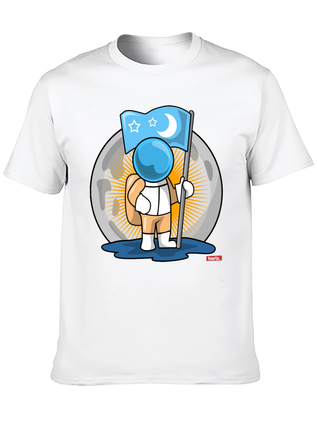 Astronaut Moon Flag Graphic T-Shirt