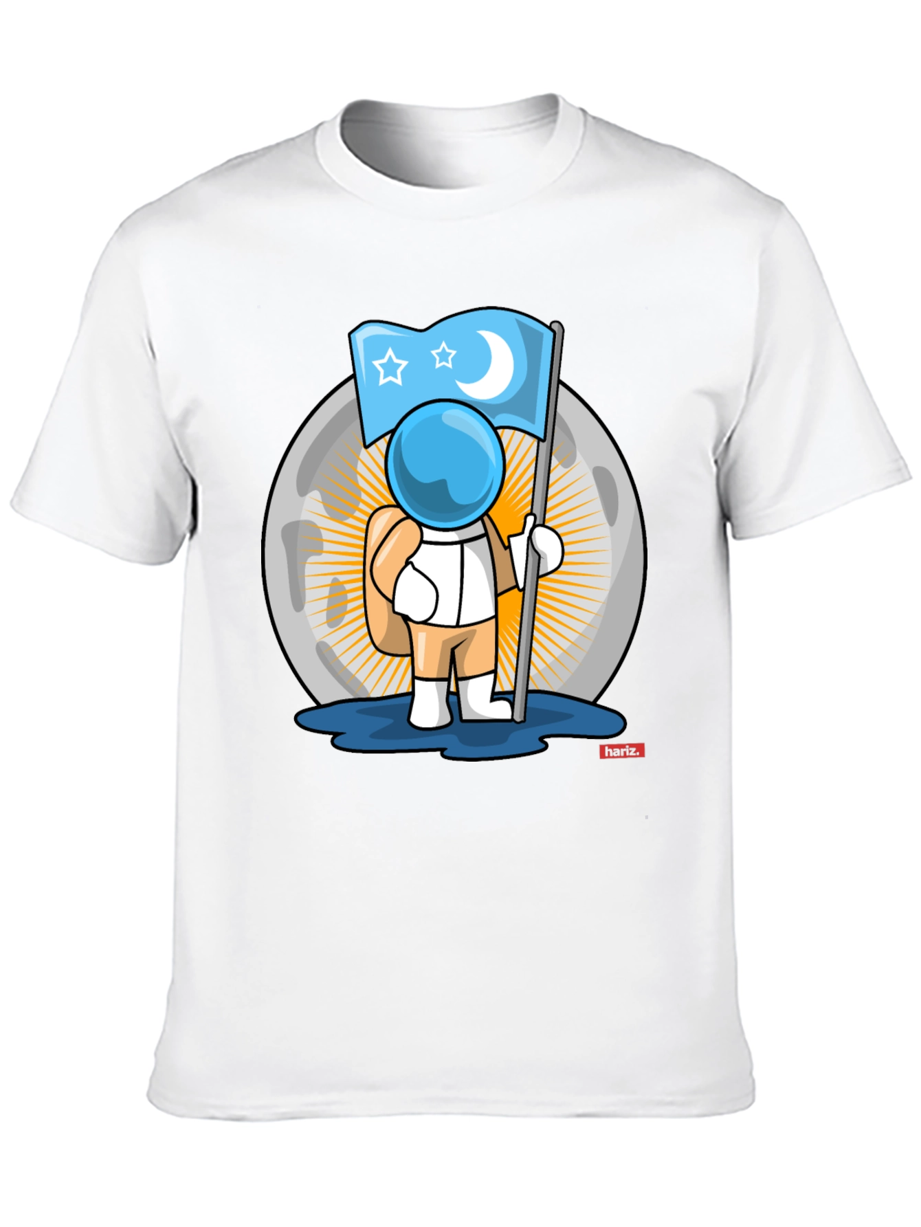 Astronaut Moon Flag Graphic T-Shirt