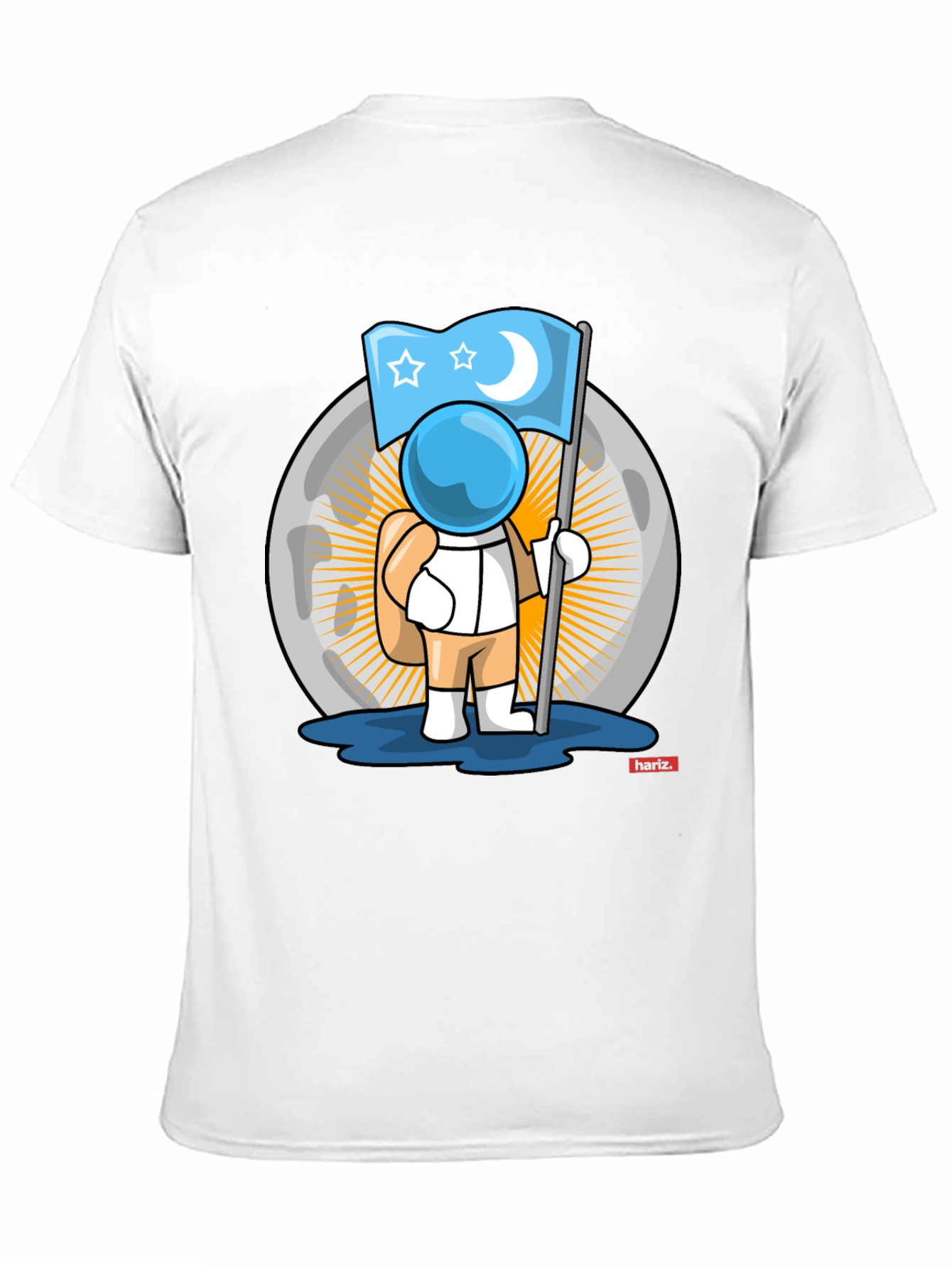Astronaut Moon Flag Graphic T-Shirt