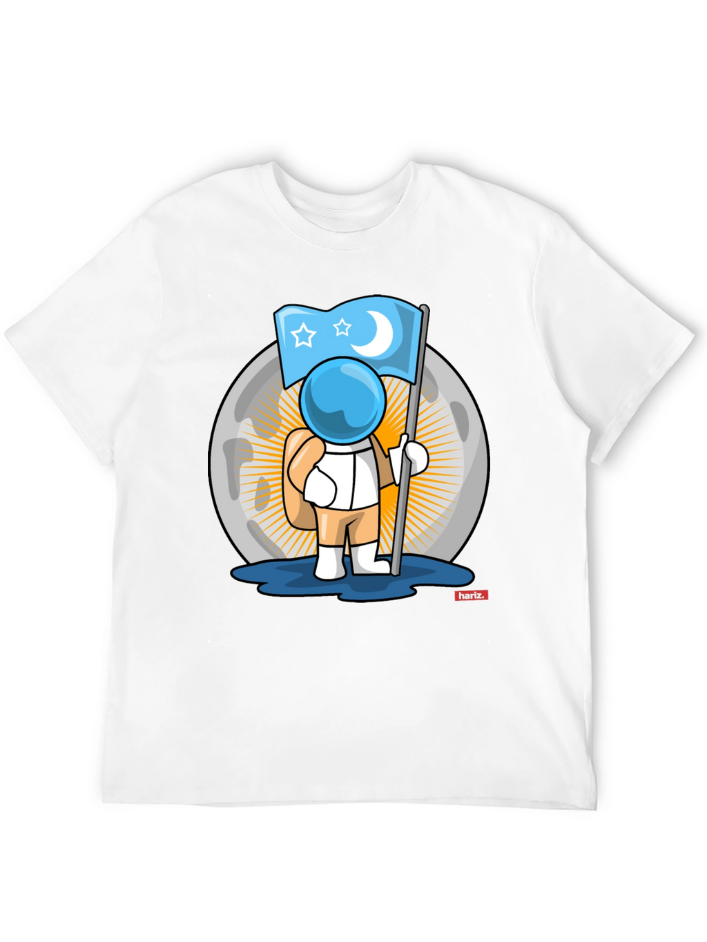 Astronaut Moon Flag Graphic T-Shirt