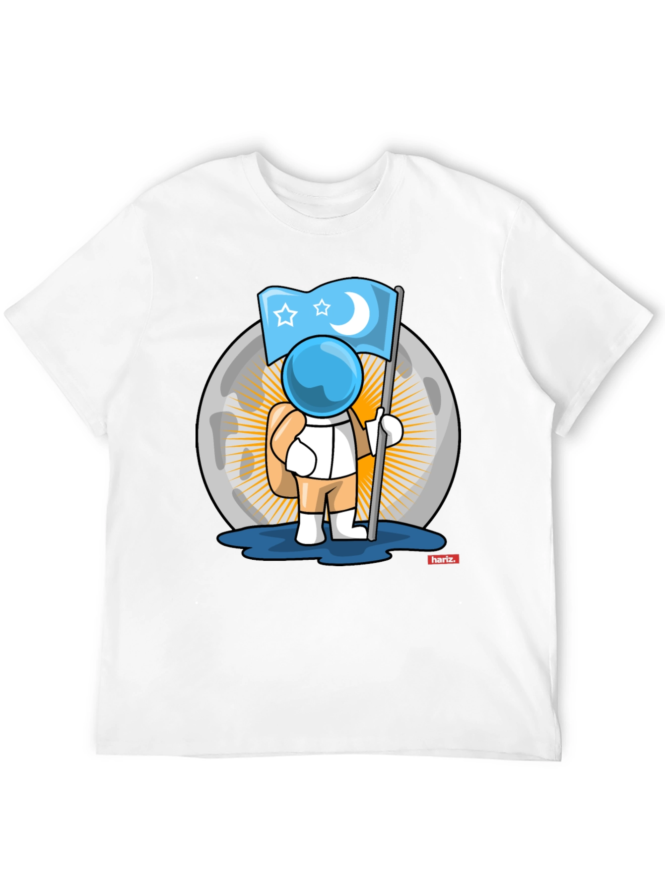 Astronaut Moon Flag Graphic T-Shirt