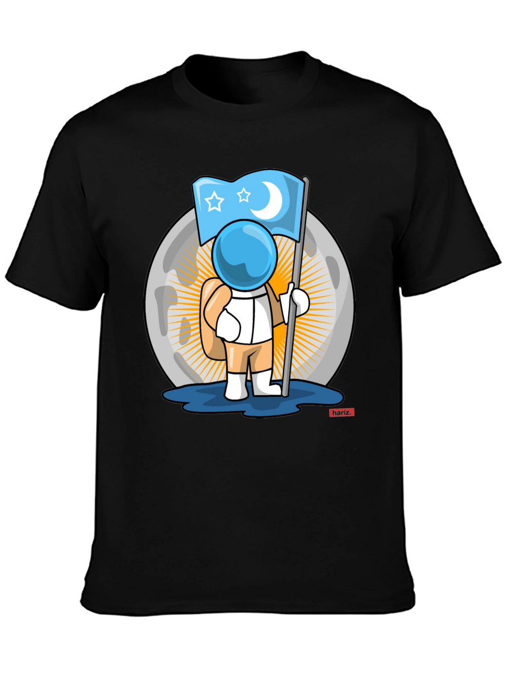 Astronaut Moon Flag Graphic T-Shirt