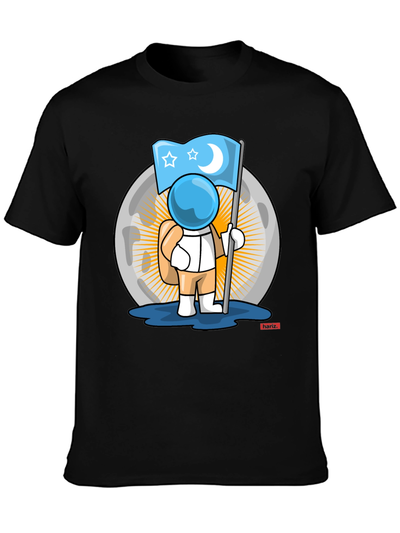 Astronaut Moon Flag Graphic T-Shirt