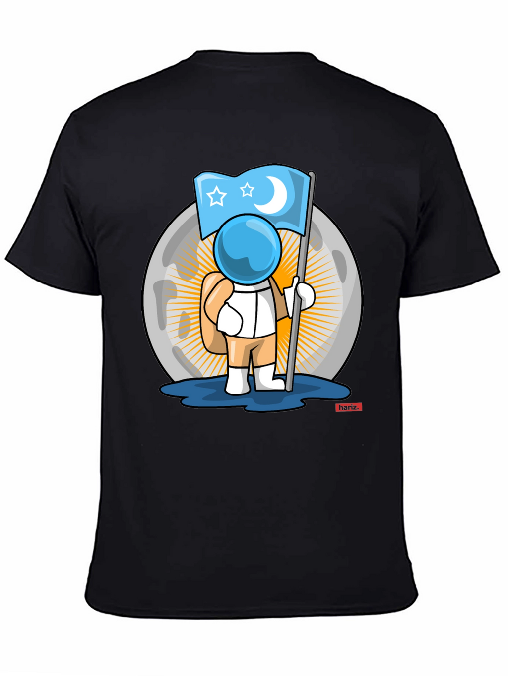 Astronaut Moon Flag Graphic T-Shirt