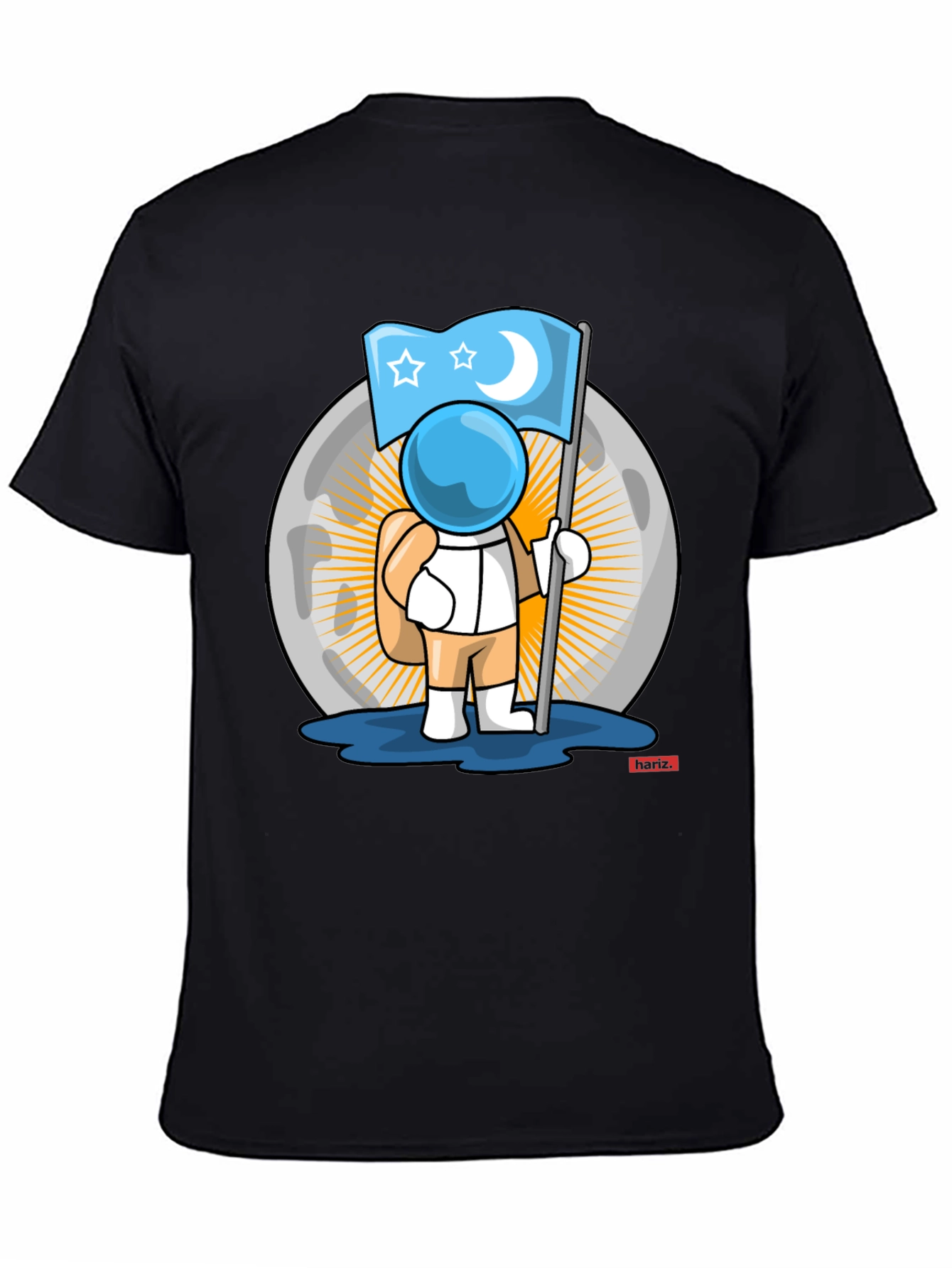 Astronaut Moon Flag Graphic T-Shirt