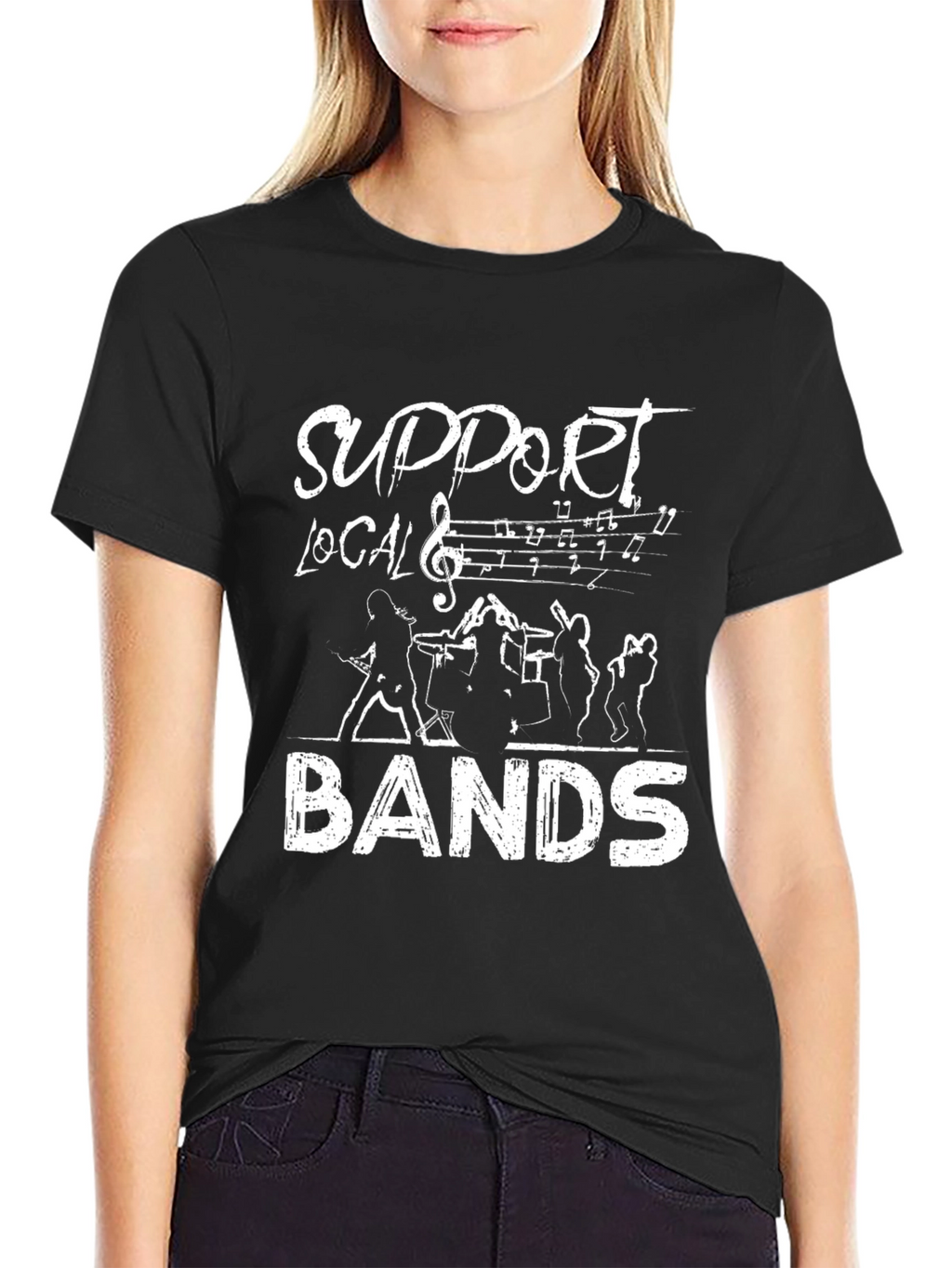 Support Local Bands Black Graphic Tee