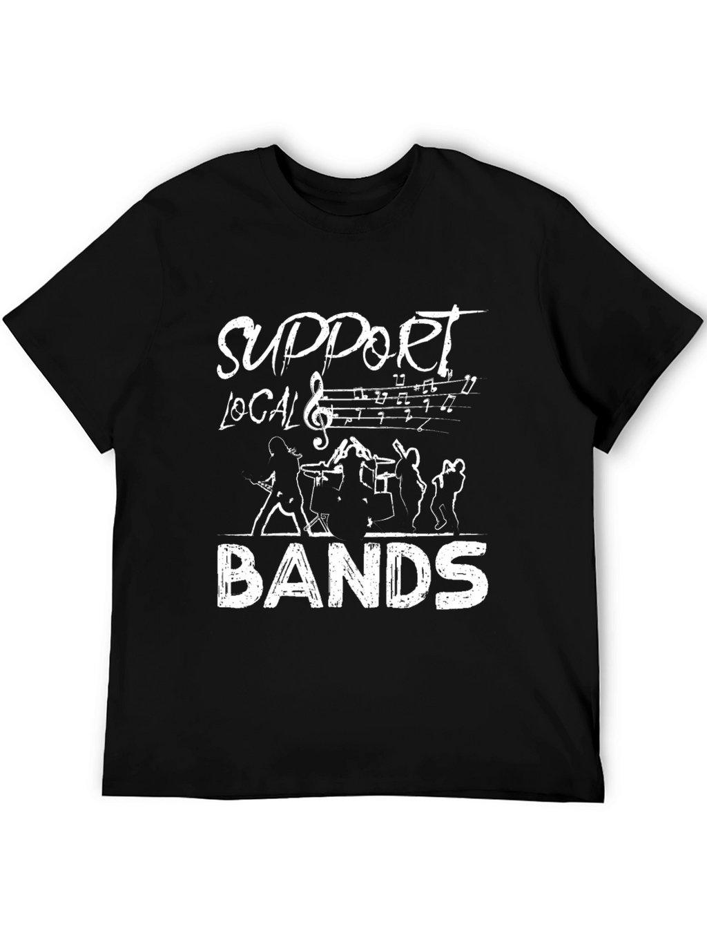 Support Local Bands Black Graphic Tee