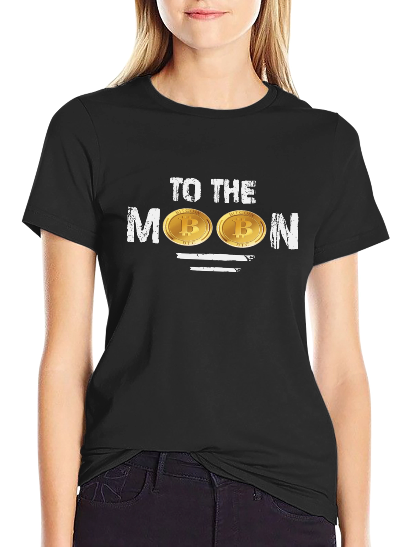 Bitcoin To The Moon Black Graphic T-Shirt