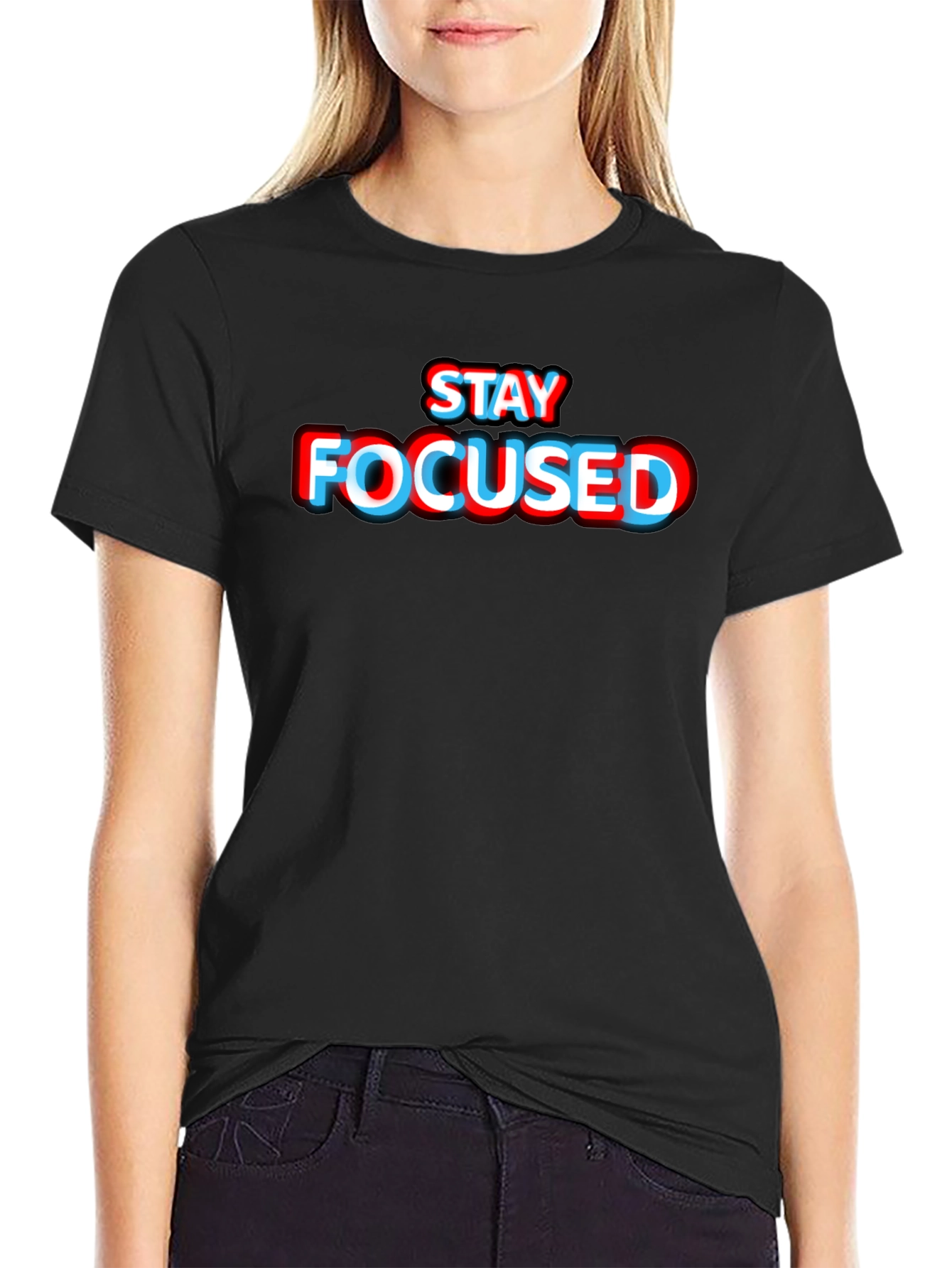 Stay Focused Graphic Tee - Stylish Black T-Shirt