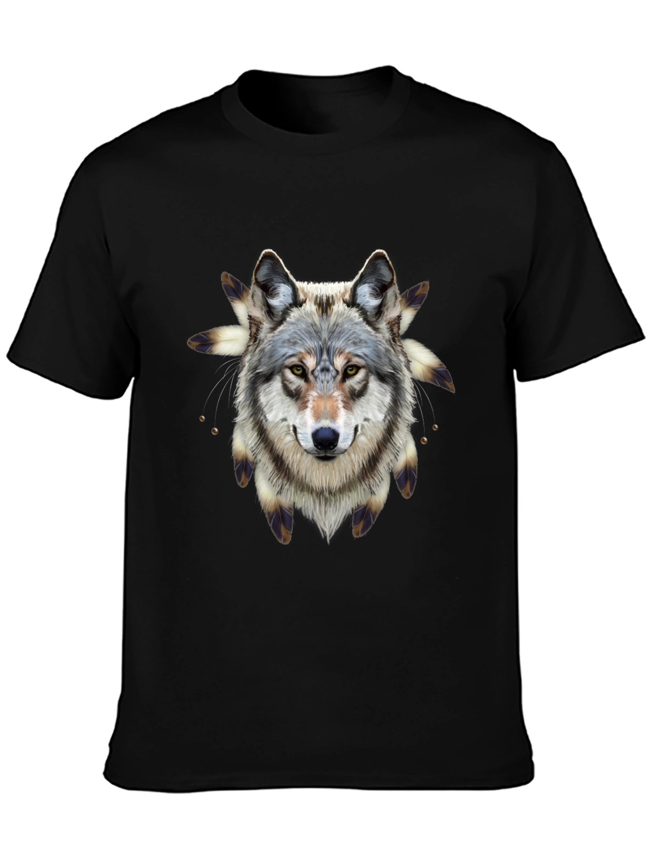 Wolf Graphic Print Black T-Shirt