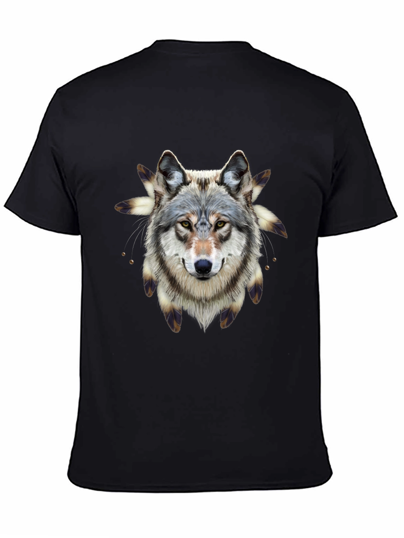 Wolf Graphic Print Black T-Shirt