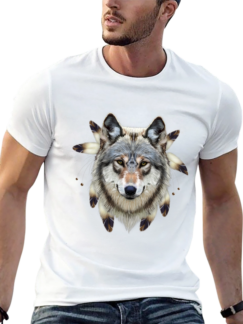 Wolf Graphic Print Black T-Shirt
