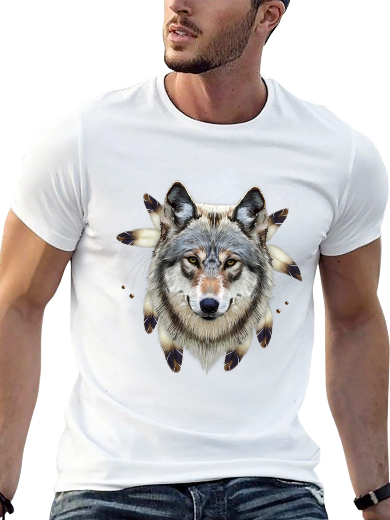 Wolf Graphic Print Black T-Shirt