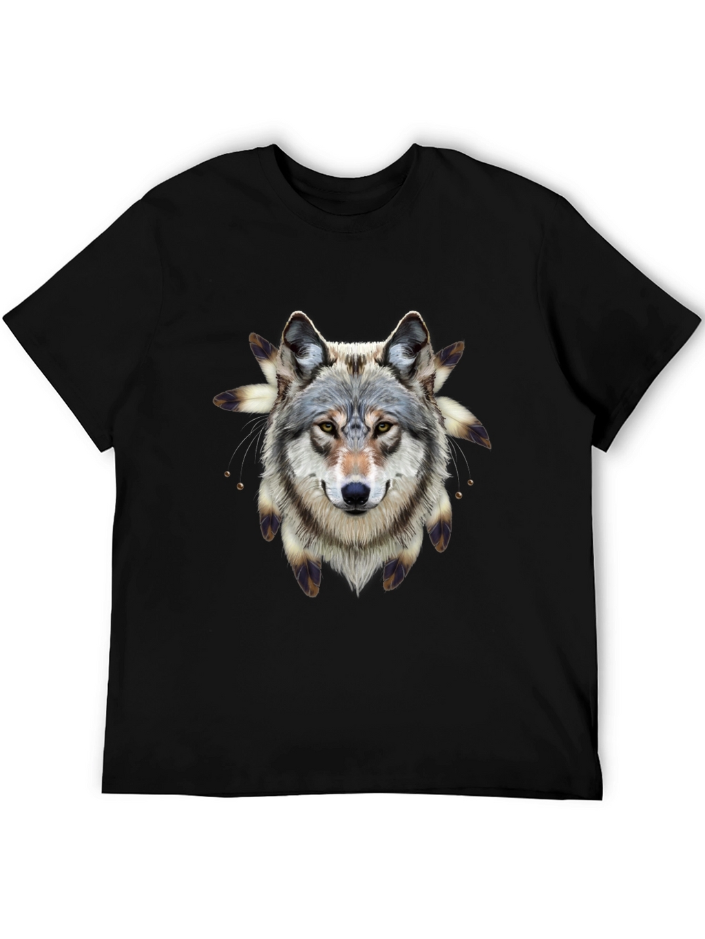 Wolf Graphic Print Black T-Shirt