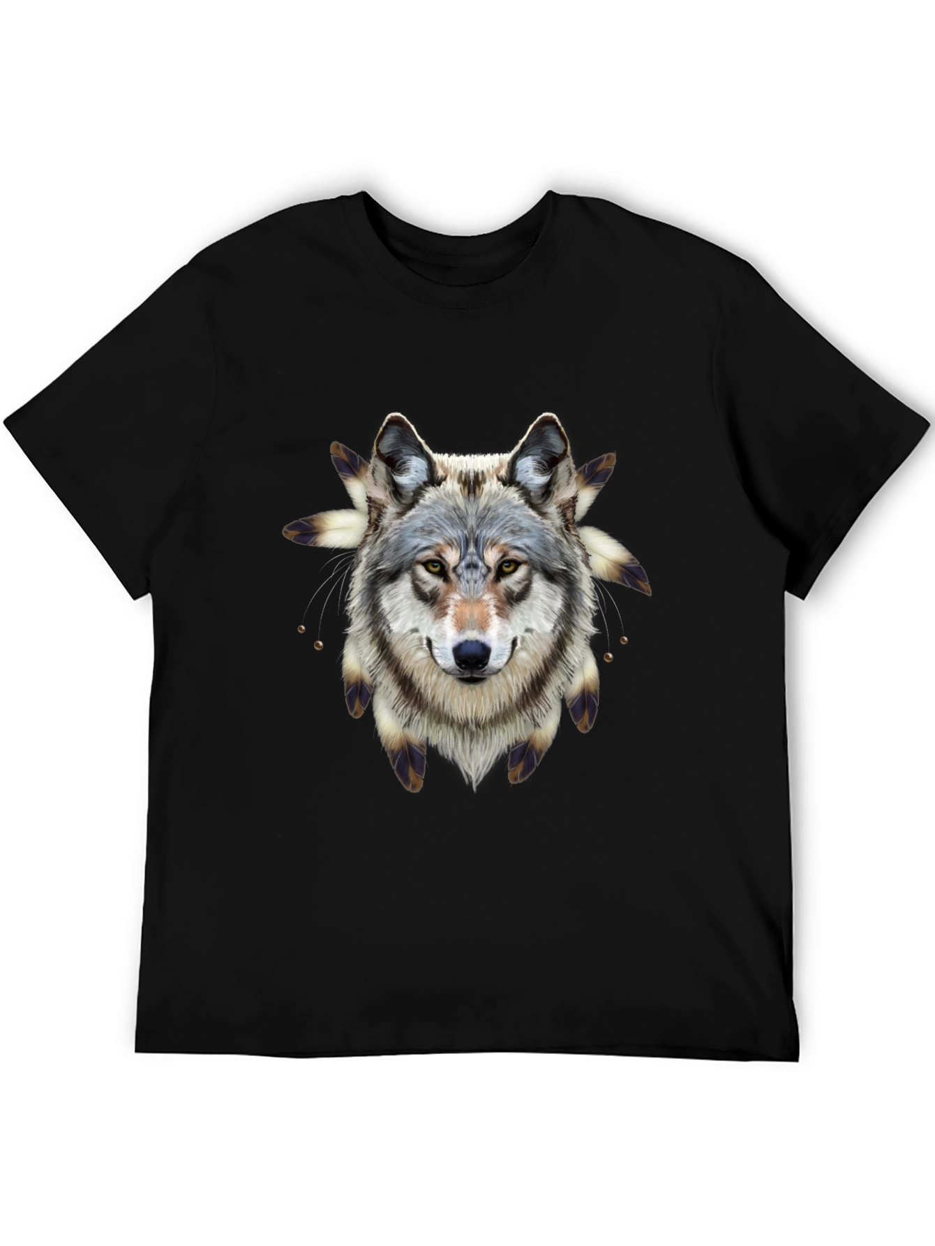 Wolf Graphic Print Black T-Shirt