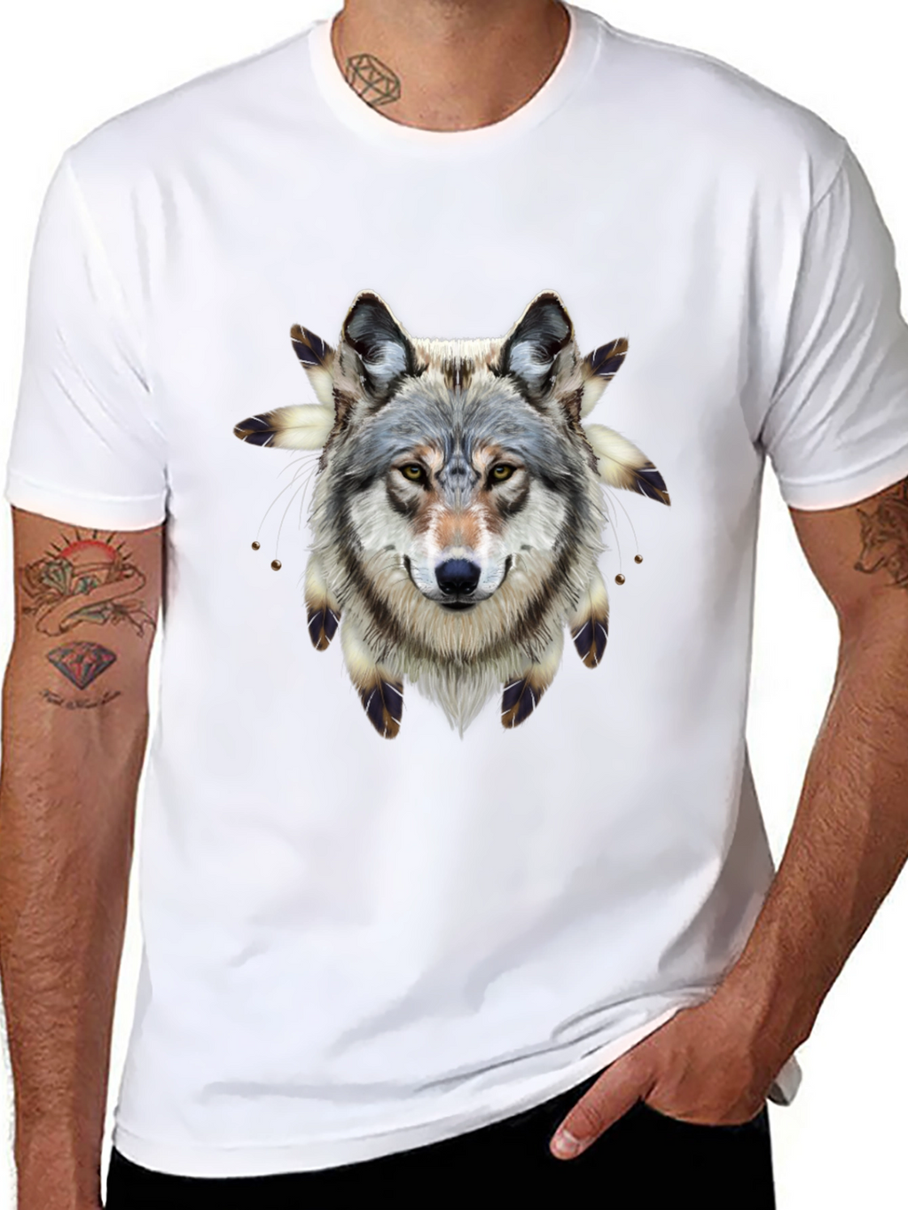 Wolf Graphic Print Black T-Shirt