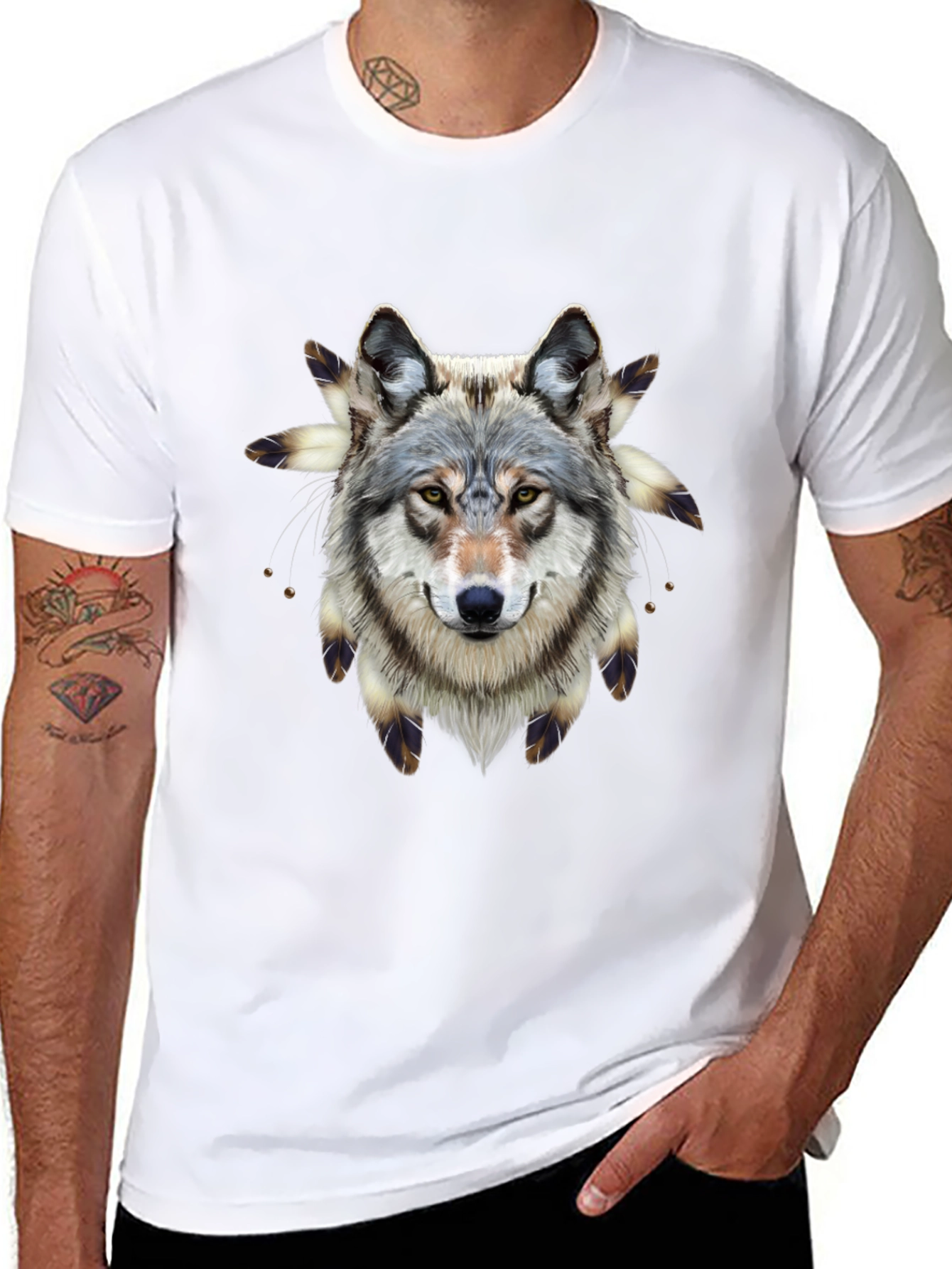 Wolf Graphic Print Black T-Shirt