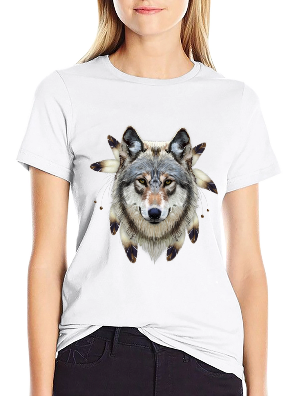 Wolf Graphic Print Black T-Shirt