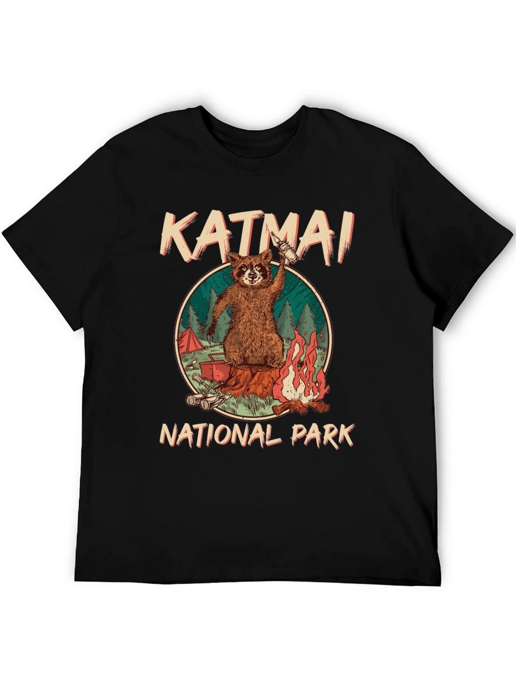 Katmai National Park Raccoon Campfire T-Shirt