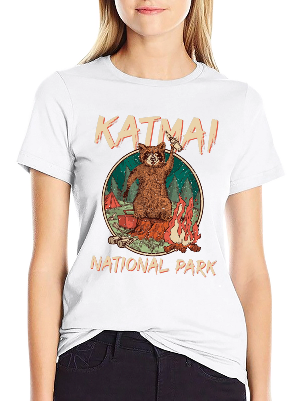 Katmai National Park Raccoon Campfire T-Shirt