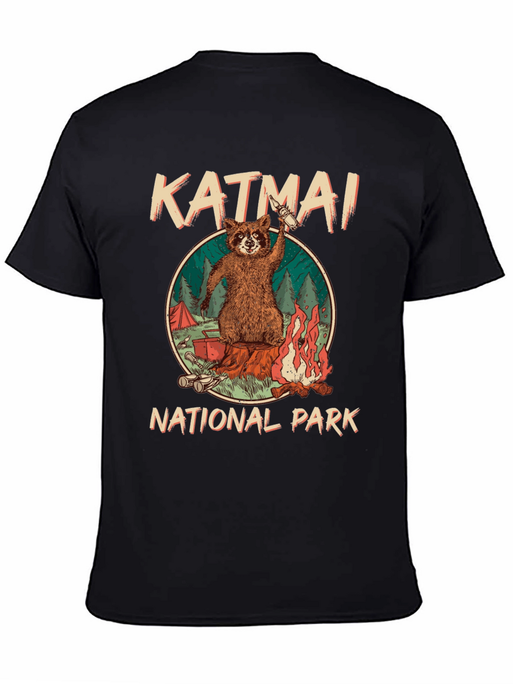 Katmai National Park Raccoon Campfire T-Shirt