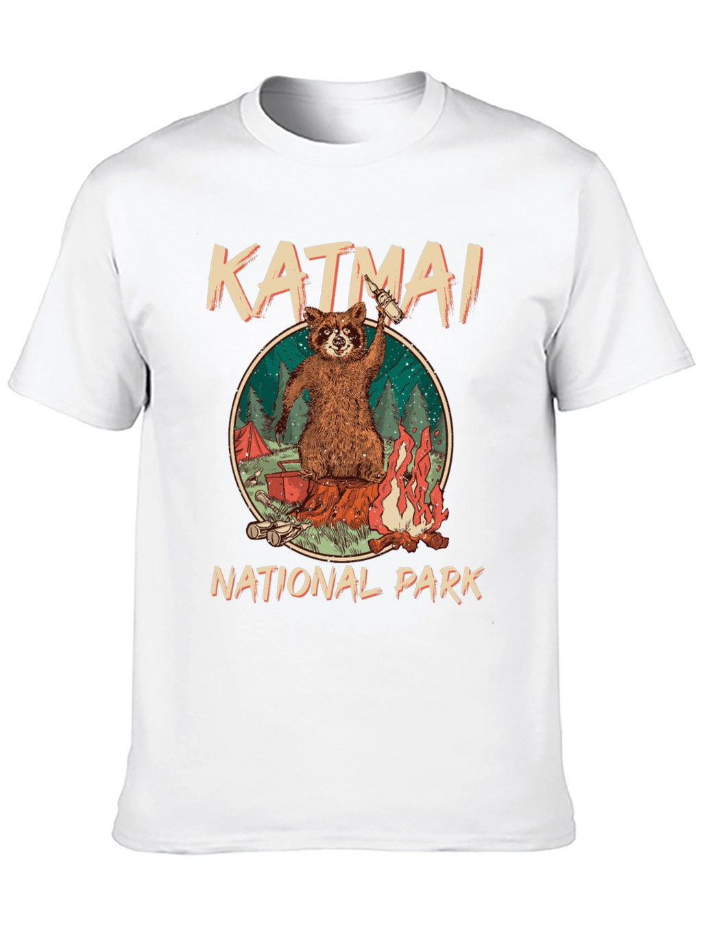 Katmai National Park Raccoon Campfire T-Shirt