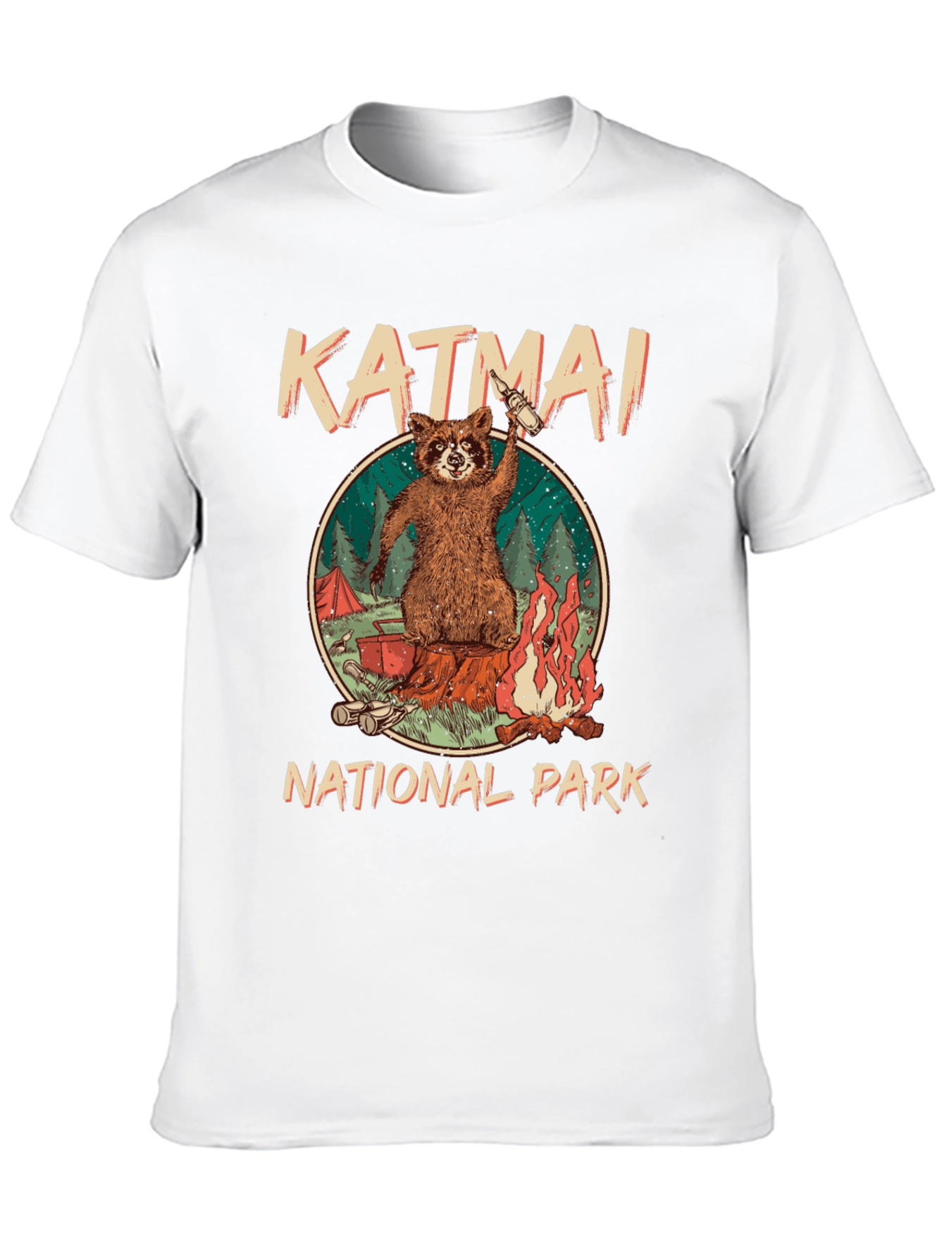 Katmai National Park Raccoon Campfire T-Shirt