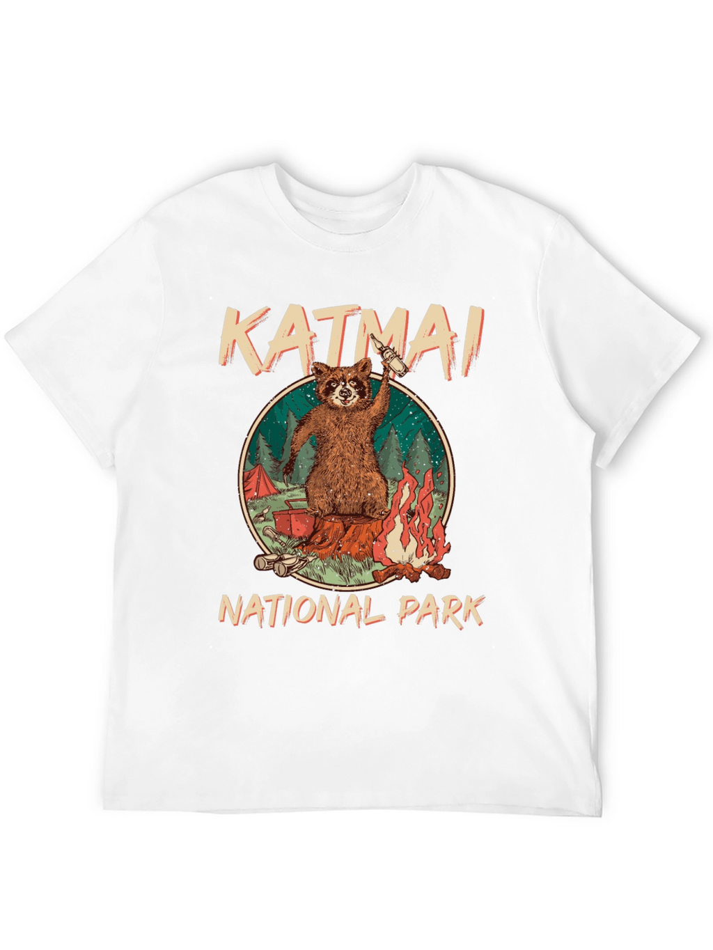 Katmai National Park Raccoon Campfire T-Shirt